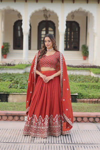 Vichitra Silk Embroidered Lehenga Choli for Women | Festive & Wedding