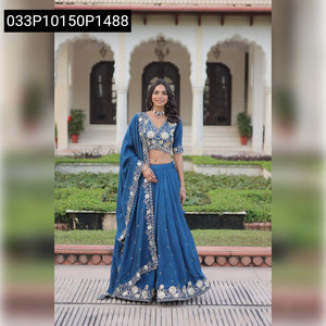 Vichitra Silk Embroidered Lehenga for Women | Festive & Wedding Wear