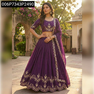 Buy Vichitra Silk Embroidered Lehenga for Women | Elegant Wedding & Ethnic Wear Online