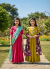 Vichitra Silk Hand Painted Gown for Girls | Ethnic Party Wear