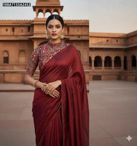 Premium Vichitra Silk Saree with Designer Blouse for Women | Festive & Party Ethnic Wear Online