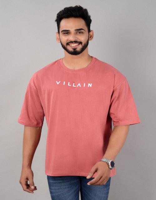 Cotton Blend Oversize Loose Fit Drop Shoulder Round Neck Half Sleeve Typography Peach T-Shirt for Men (SIZE- M,L,XL,XXL) - TREND BUY