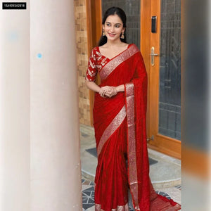 Buy Viscose Chinon Saree with Dola Banarasi Blouse for Women | Festive & Ethnic Wear Online