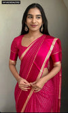 Rani Pink Viscose Georgette Checked Saree for Women | Festive & Party Wear Ethnic Wear Online