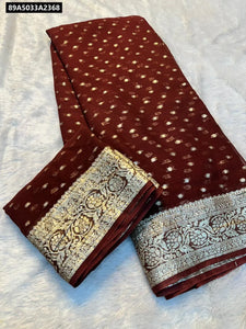 Maroon Viscose Georgette Saree for Women | Festive Charm Ethnic Wear Online