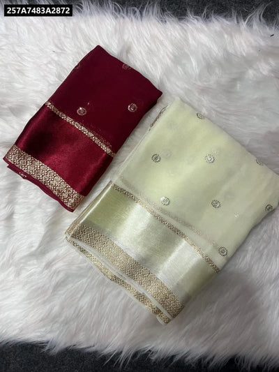Buy Viscose Satin Butti Embroidered Saree for Women | Festive & Ethnic Wear Online