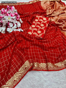 Viscous Georgette Checkered Saree for Women | Festive & Daily Ethnic Wear Online