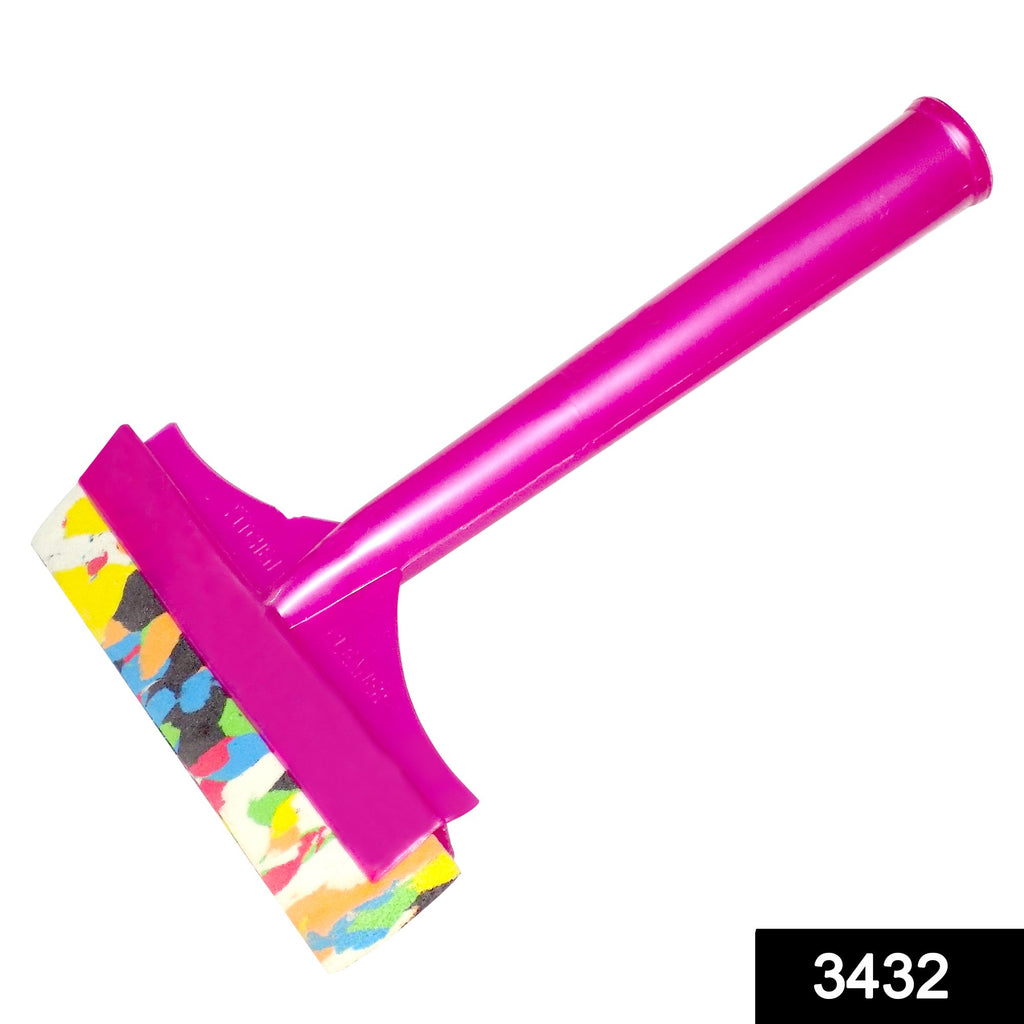 Premium Quality Foam Plastic Handle Bathroom Floor Cleaning Wiper effectively clearing water off tiled floor.