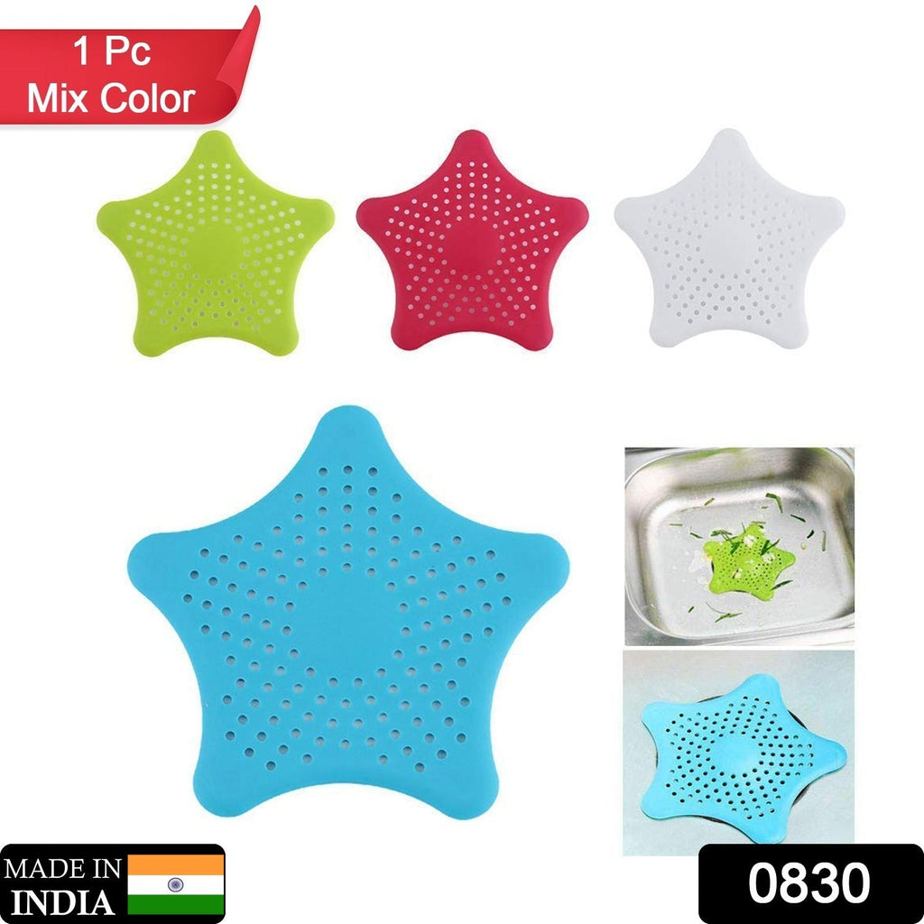Star-shaped suction cup sink drain strainer hair stoppers in assorted colors for kitchen and bathroom
