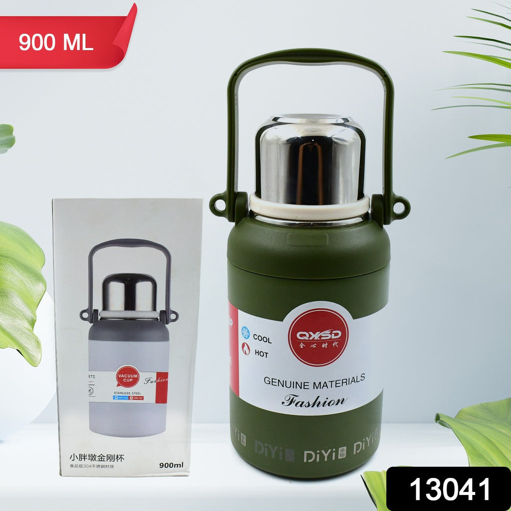 Mix color 900ml stainless steel vacuum insulated leak proof flask with hanging strap for hot/cold drinks.