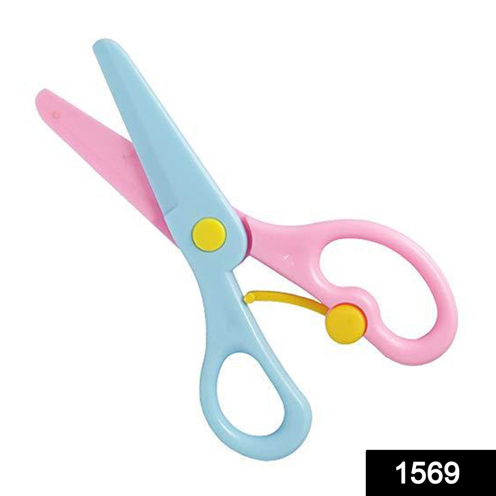 Assortment of colorful kids handmade plastic safety scissors