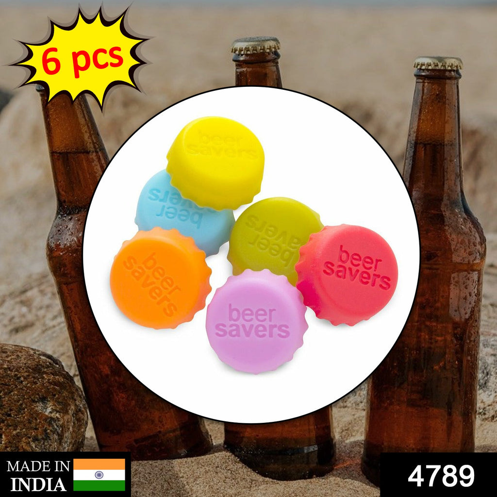 6pc colorful silicone beer savers caps for soda & cold-drink bottles