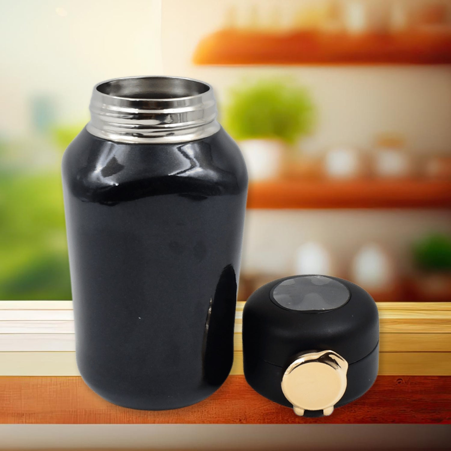 Thermos Steel Bottle Push Button  Fashion Cup Temperature Display Bottle (420 Ml) - TREND BUY