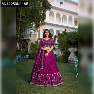 Wine Purple Vichitra Silk Lehenga Choli for Women | Festive Wear