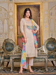 Women Embroidered Kurta Set with Dupatta | Elegant Daily Wear