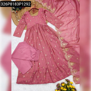 Premium Cosmos Silk Embroidered Anarkali Suit Set for Festive Celebrations