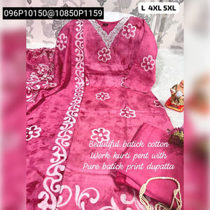 Women's Batik Print Kurti Set with Pearl V-Neck | Elegant Brunch & Vacation Wear