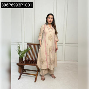 Women's Block Print Cotton Kurti with Mirror Handwork | Traditional Festive Wear