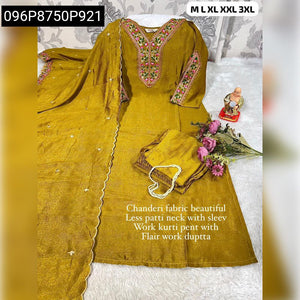 Women's Chanderi Silk Embroidered Kurti Set | Traditional Festive Wear