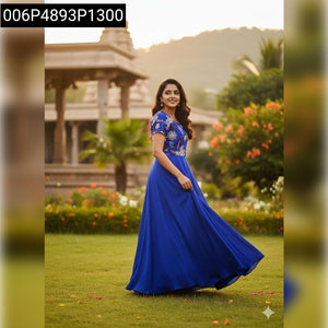Women's Chinnon Silk Anarkali Gown | Party Wear Dress