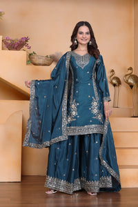 Women's Chinon Sharara Set | Festive Party Wear by TrendBuy