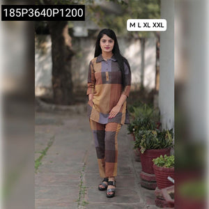 Women's Cotton Checkered & Floral Co-ord Set | Casual Style