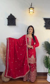 Women's Designer Chinon Silk Palazzo Suit | Festive Party Wear