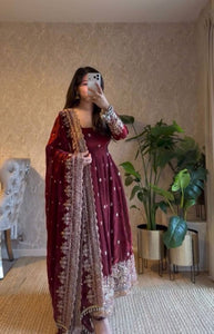 Women's Designer Gown with Dupatta | Wedding & Party