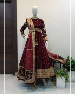 Women's Designer Velvet Anarkali Gown | Wedding & Festive Wear