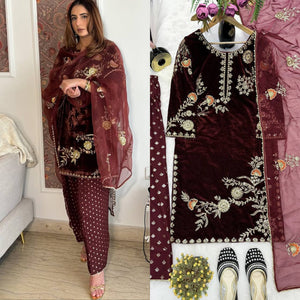 Women's Designer Velvet Farshi Salwar Suit | Party Wear Ethnic Attire