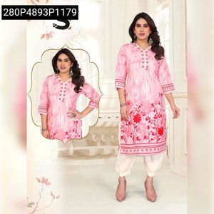 Women's Digital Print Poly Rayon Kurti Afghani Pant Set | Festive & Casual Wear