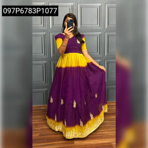 Women's Dual Shades Crunchy Crush Gown | Evening Elegance