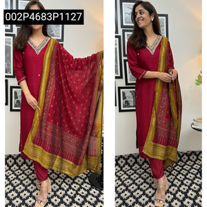 Women's Embellished Roman Silk Suit Set | Festive Wear