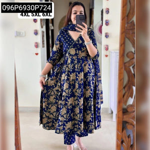 Women's Embroidered Cotton Anarkali Kurta Set | Traditional Festive Wear