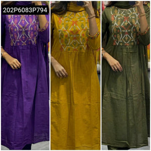 Women's Embroidered Flared Cotton Kurta Set | Traditional Festive Wear