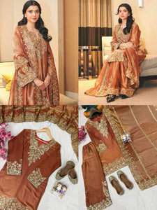 Women's Embroidered Frendy Silk Kurta Palazzo Set | Festive Wear