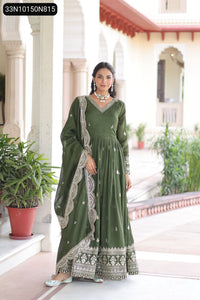 Women's Embroidered Gown & Dupatta Set | Party Wear