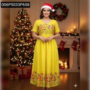 Women's Embroidered Maska Cotton Tiered Maxi Dress | Festive Chic