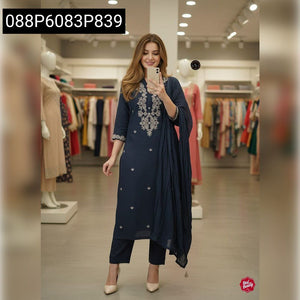 Women's Embroidered Rayon Slub Kurti Set | Festive & Everyday Elegance
