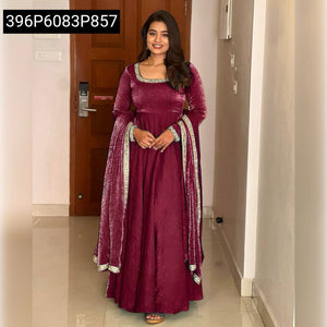 Women's Embroidered Silk Gown | Party Wear Collection