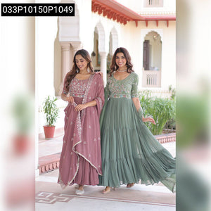 Women's Embroidered Tiered Gown | Party Wear