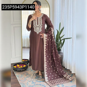 Women's Embroidered Viscose Chanderi Suit | Festive & Traditional by Timeless Attire