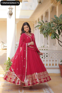 Women's Faux Blooming Gown Dupatta Set | Embroidered Party Wear by Elegance Boutique