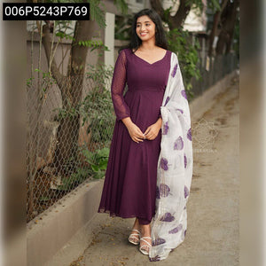 Women's Floral Anarkali Gown Set | Traditional Elegance