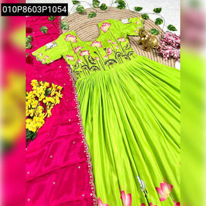 Women's Floral Maggam Print Gown | Party Wear Dress