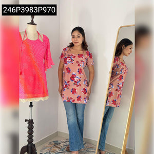 Women's Floral Print Short Kurti | Casual & Everyday Wear