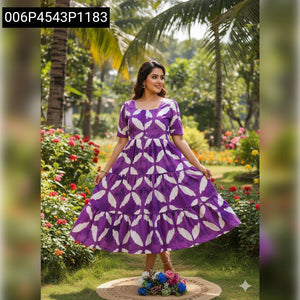 Women's Flower Print Tiered Cotton Dress | Casual to Formal Elegance
