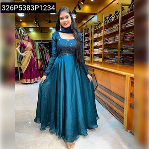 Women's Georgette Anarkali Suit with Monochrome Embroidery | Festive Elegance