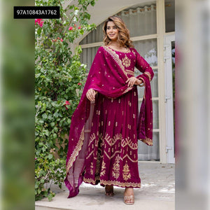 Women's Georgette Embroidery Anarkali Kurti with Dupatta Set | Festive & Party Wear