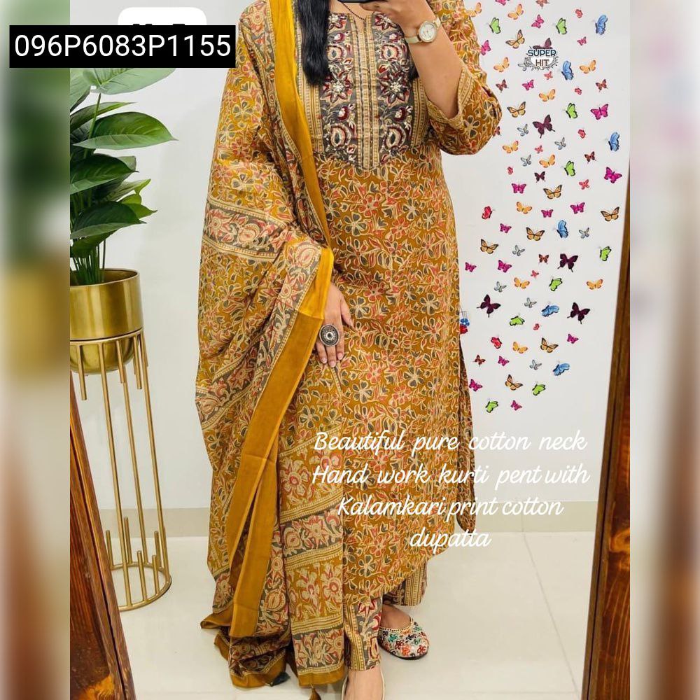 Full body view of model wearing the Pink/Red Hand Block Print Kurti Set, gracefully posing.